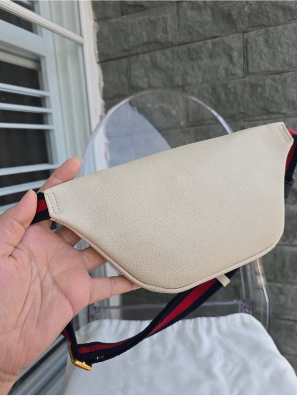 Gucci Cream Leather Belt Bag with Red and Blue Web Strap Authenticity!! - Picture 7 of 16